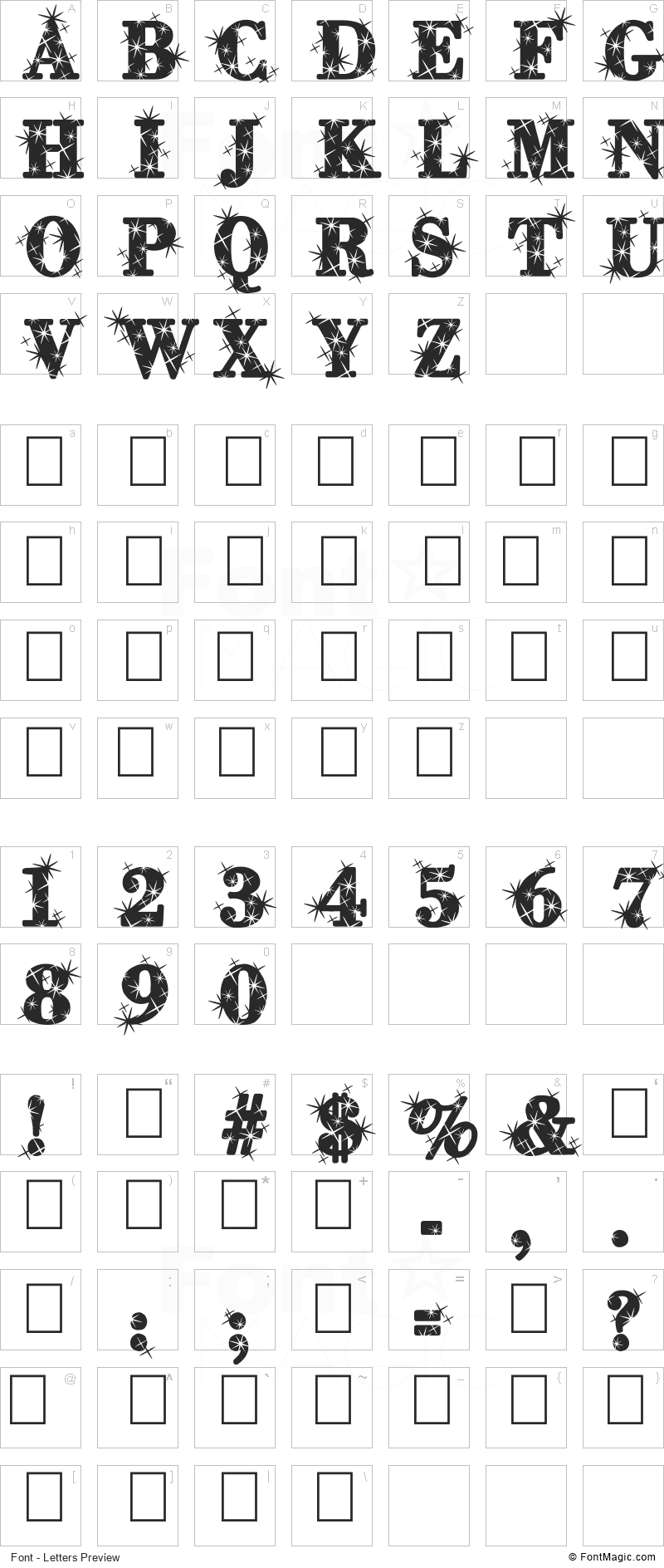 City of Light Font - All Latters Preview Chart